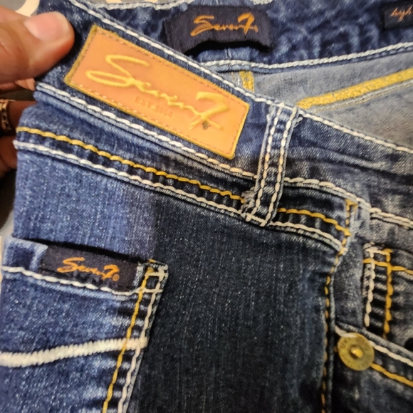 Seven7 high rise flare manufactured color distressed/fading plus size … - Picture 5 of 12